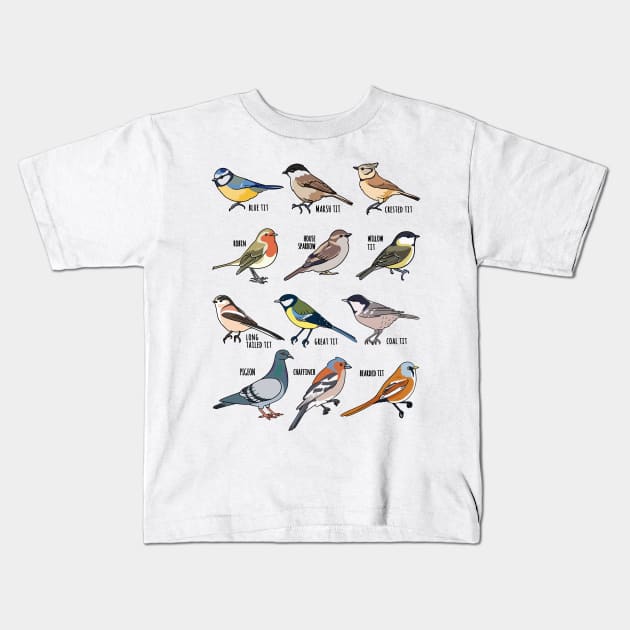 Birdwatching Birder Gift Wildlife Birds Kids T-Shirt by qwertydesigns